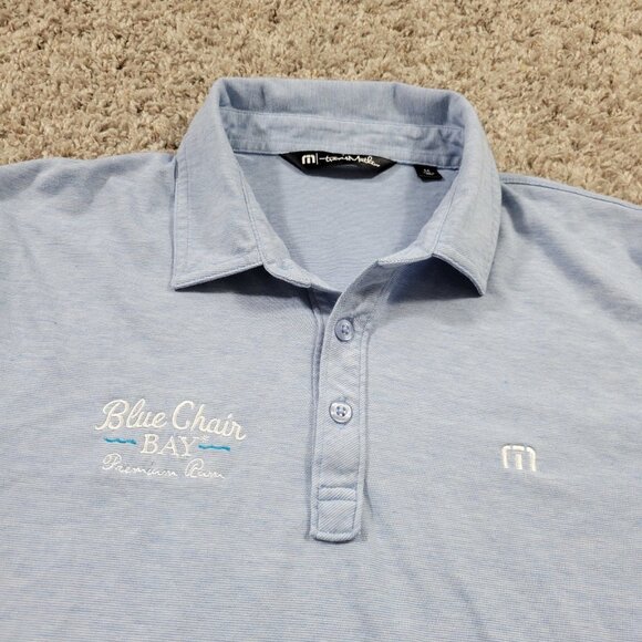 Travis Mathew Polo Shirt Mens Mediun Blue Short Sleeve Golf Logo - Picture 3 of 7